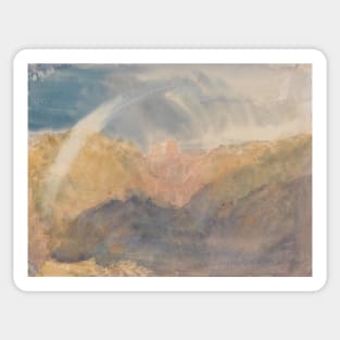 Crichton Castle (Mountainous Landscape with a Rainbow) by J.M.W. Turner Sticker